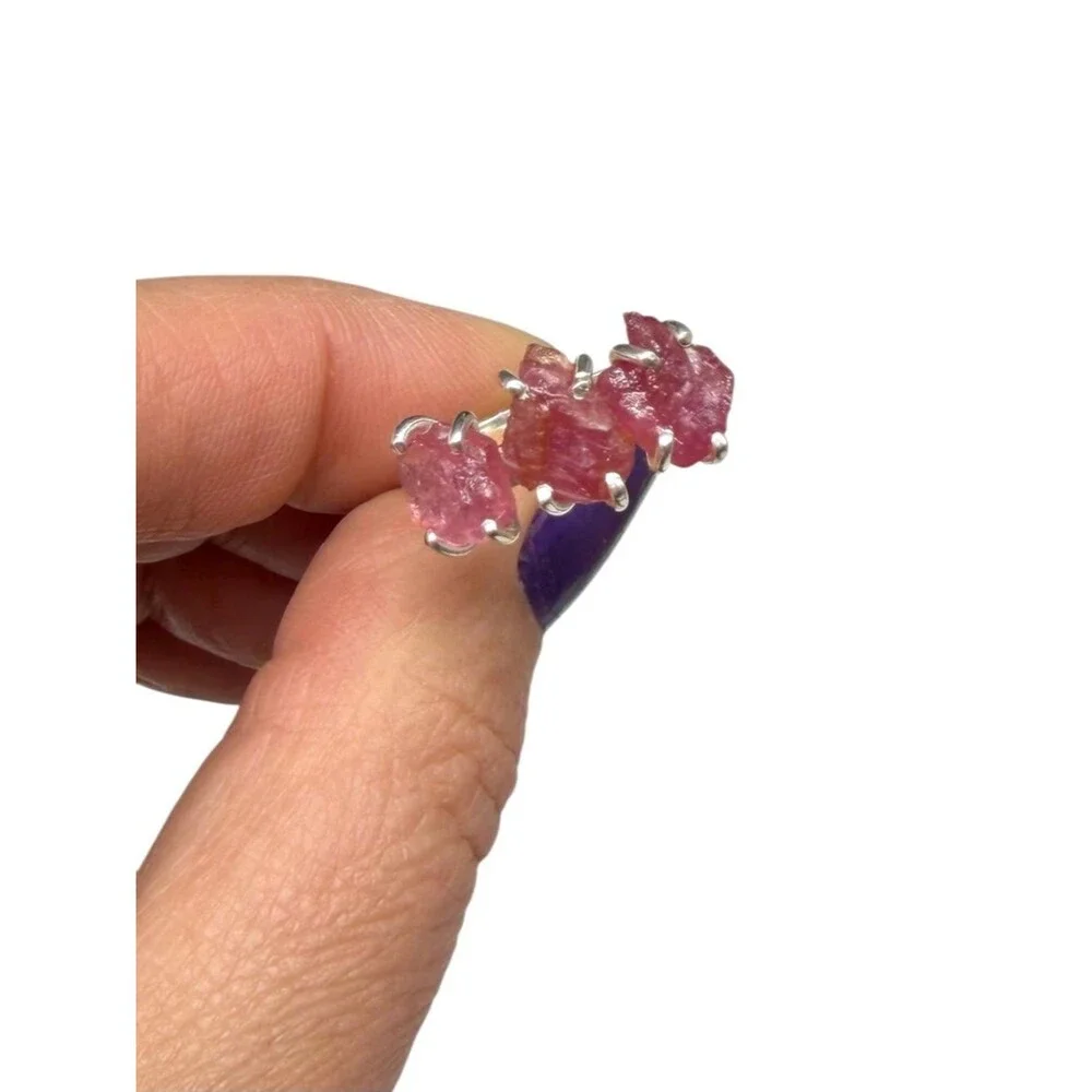Ruby Ring Size 9 Solid 925 Sterling Silver Raw Rough Stone